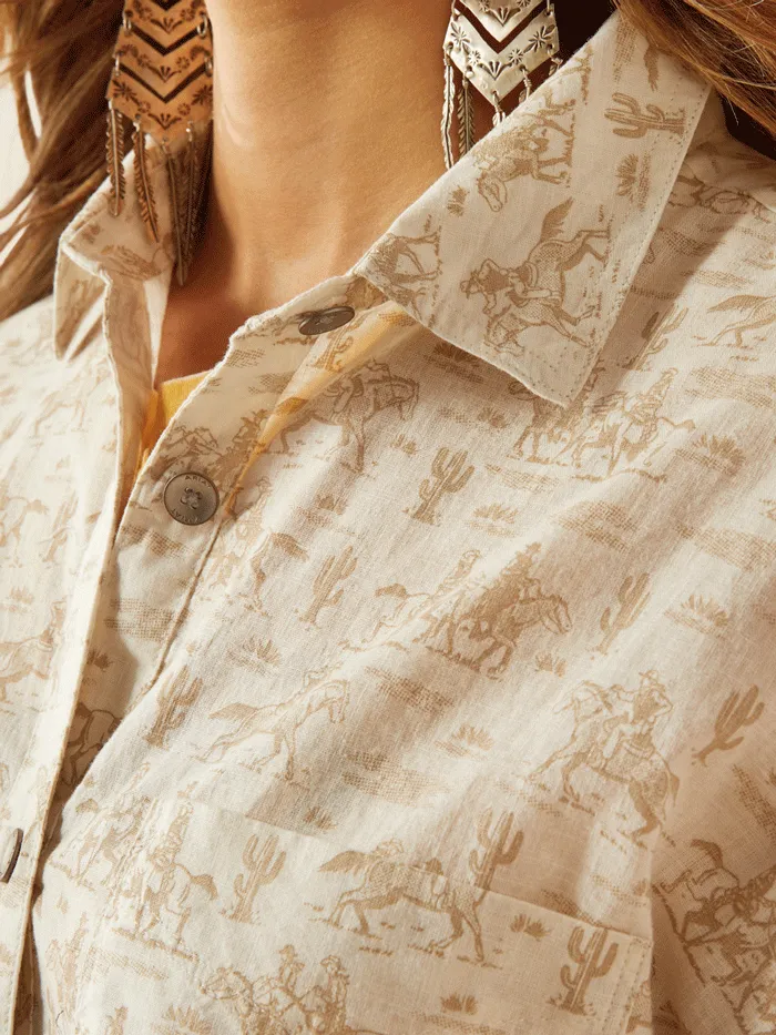 Ariat 10060393 Womens Poppy Summer Overshirt Shirt Comic Toile Natural