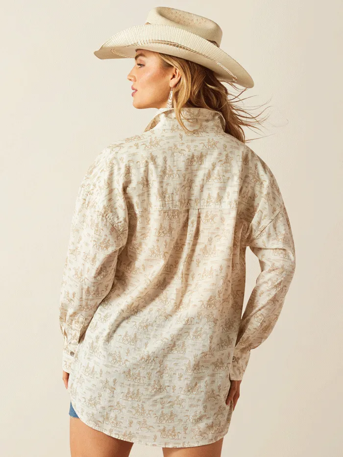 Ariat 10060393 Womens Poppy Summer Overshirt Shirt Comic Toile Natural
