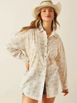 Ariat 10060393 Womens Poppy Summer Overshirt Shirt Comic Toile Natural
