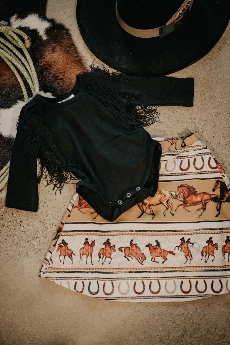 Girl's 'Wild Horses' Gold Maxi Skirt (1, 12/18M ONLY)