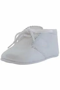 Leather Soft Sole Baby Boy Shoes w/ Laces - White Leather