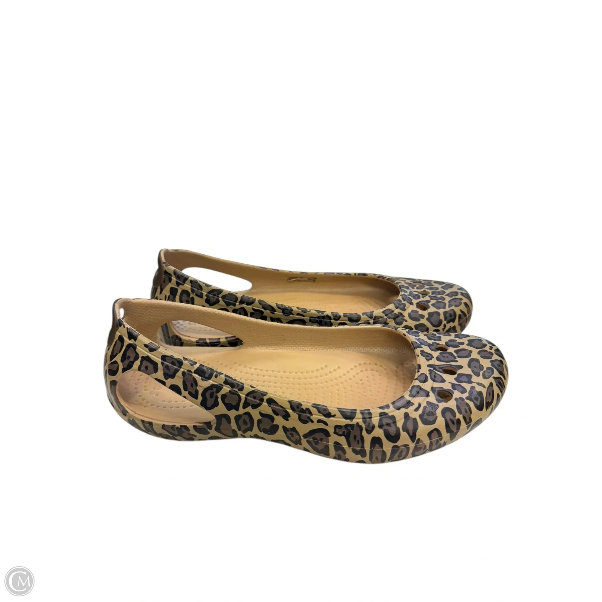 Shoes Flats By Crocs In Leopard Print, Size: 9