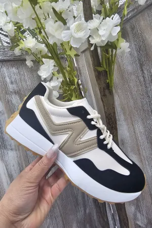 Two Tone Chunky Lace Up Trainer