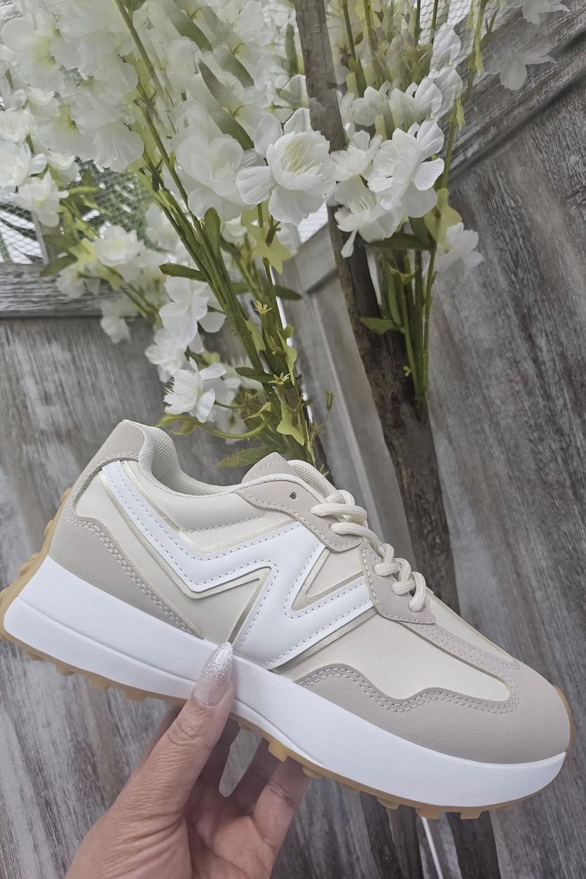 Two Tone Chunky Lace Up Trainer