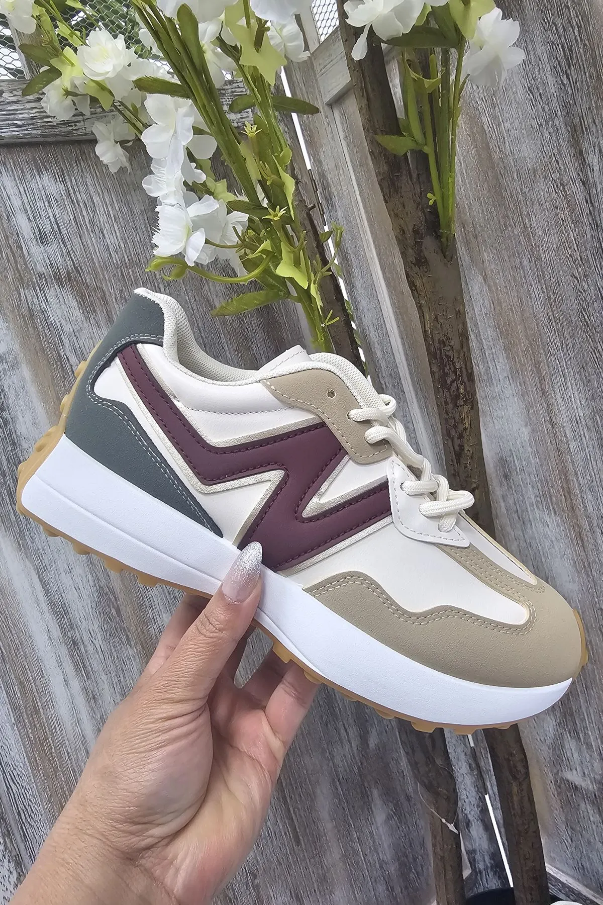Two Tone Chunky Lace Up Trainer